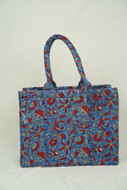 Quilted Block-Print Tote Bag - Floral