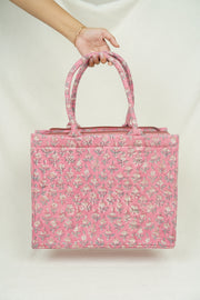 Quilted Block-Print Tote Bag - Floral