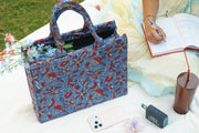 Quilted Block-Print Tote Bag - Floral