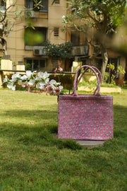 Quilted Block-Print Tote Bag - Floral