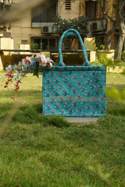 Quilted Block-Print Tote Bag - Floral