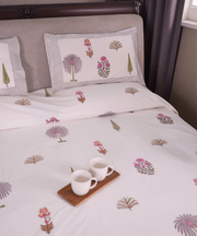 Garden Trail Double Bedsheet Set - Handblock Printed Cotton