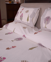 Garden Trail Double Bedsheet Set - Handblock Printed Cotton