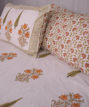 Amber Bloom Double Bedsheet Set - Handblock Printed Cotton