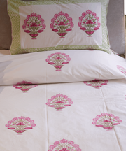 Blush Grove Double Bedsheet Set - Handblock Printed Cotton