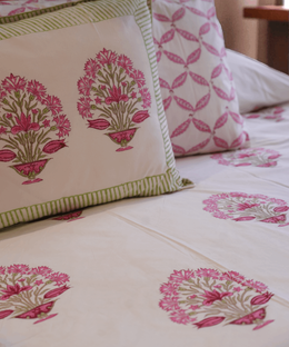 Blush Grove Double Bedsheet Set - Handblock Printed Cotton