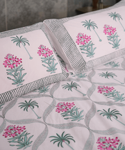 Spring Song Double Bedsheet Set - Handblock Printed Cotton