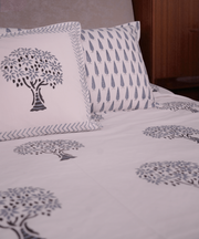 Stone Meadow Double Bedsheet Set - Handblock Printed Cotton